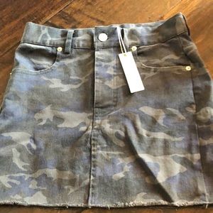 Blue/grey camo mini jean skirt new with tags!!